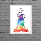 Quadro Decorativo Yoga Aquarela 33x24cm Quadro Decorativo Yoga Aquarela 33x24cm