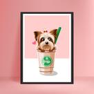 Quadro Decorativo Yorkshire Fêmea Raça Pet com Moldura E Acetato Tamanho A3