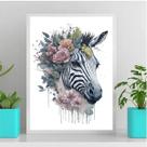 Quadro Decorativo Zebra Aquarela 24x18cm - com vidro