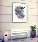 Quadro Decorativo Zebra Coroa De Flores - 70x50cm