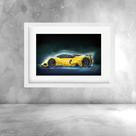 Quadro Desenho Esboço Carro Amarelo - 60x48cm