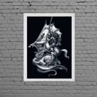 Quadro Desenho São Jorge Preto E Branco 24x18cm - com vidro