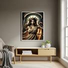 Quadro Deusa Grega Têmis - Símbolo de Justiça - 70x50cm Cor:Moldura Preta