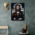 Quadro Deusa Hekate Com Lobos 45x34cm