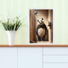 Quadro Divertido Banheiro Panda Tomando Banho 45x34cm