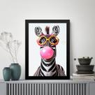 Quadro Divertido Zebra Bubble Gum 24x18cm