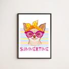 Quadro Dog Summer Time 45x34cm - com vidro