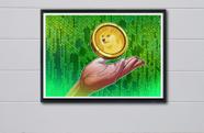 Quadro Dogecoin Criptomoeda com Moldura E Acetato Tamanho A3