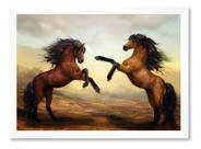 Quadro Dois Cavalos Art Paisagem 21x30cm Quadro Dois Cavalos Art Paisagem 21x30cm