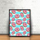 Quadro Donuts Rosquinha Doce Guloseima com Moldura 30x40cm