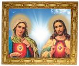 Quadro Dos Sagrados Corações, Mod. 01, Tam. 30x25cm. Angelus