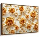 Quadro Dourado Flores Radiantes em Beleza Eterna