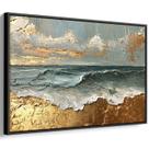 Quadro Dourado Horizonte Oceânico em Luz Serena Quadro Dourado Horizonte Oceânico em Luz Serena