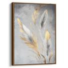 Quadro Dourado Plumas Dançando na Brisa Suave