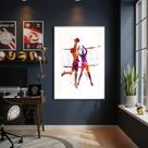 Quadro Dupla Jogando Vôlei 70x50cm Mold Branca