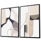 Quadro Duplo Canvas com Moldura Abstrato Tons Pastéis 126x93cm