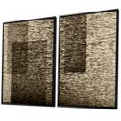 Quadro Duplo Canvas com Moldura Geométrico Dourado 126x93cm