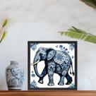 Quadro Elefante Estilo Azulejo Português - 33x33cm
