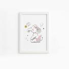 Quadro Elefante Rosa Bailarina Moldura Branca 22x32cm