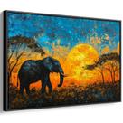 Quadro Elefante Sob o Sol do Crepúsculo Dourado