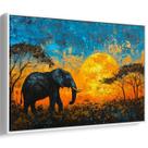 Quadro Elefante Sob o Sol do Crepúsculo Dourado