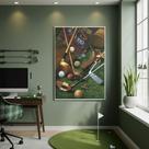 Quadro Elementos De Golfe 70x50cm Mold Preta