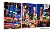 Quadro Em Tecido Decorativo New York City Times Square Luzes 120x60 3 peças