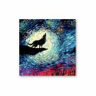 Quadro em Tela Canvas Lobo Uivando Noite Estrelada 40x40