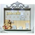 Quadro Enfeite De Porta Maternidade Cenário Led - Branco e Creme Ursinha Menina