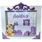 Quadro Enfeite De Porta Maternidade Cenário Led - Branco e Lilás menina