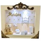 Quadro Enfeite De Porta Maternidade Cenário Led - Creme Dourado ursinho menino Quadro Enfeite De Porta Maternidade Cenário Led - Creme Dourado ursinho menino