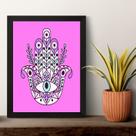 Quadro Esotérico Olho Grego e Hamsa - Lilás 33x24cm Quadro Esotérico Olho Grego e Hamsa - Lilás 33x24cm