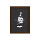Quadro Espaço Sideral Alienígena na Lua Moldura Marrom 22x32
