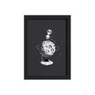 Quadro Espaço Sideral Alienígena na Lua Moldura Preta 22x32