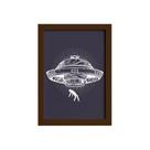 Quadro Espaço Sideral Disco Voador Moldura Marrom 22x32cm