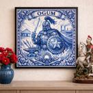 Quadro Estilo Azulejo Ogum 33x33cm Mold Branca Quadro Estilo Azulejo Ogum 33x33cm Mold Branca