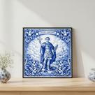 Quadro Estilo Azulejo Santo Expedito 33x33 Mold Branca Vidro