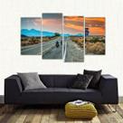 Quadro Estrada Rota 66 Paisagem Sala Em Tecido 4 Peças 1