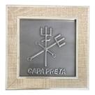 Quadro Exu Capa Preta Madeira Carvalho e Metal 13 x13 cm