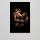 Quadro família de leao com 2 filhoteS