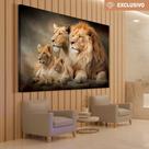 Quadro família de leão com 2 filhotes
