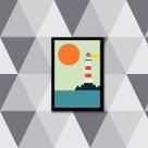 Quadro Farol Marinho 45x34cm - com vidro Quadro Farol Marinho 45x34cm - com vidro
