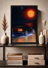 Quadro Ferrari Testarossa Sunset Com Vidro e Moldura Preta Tamanho:21cm x 30cm (A4)