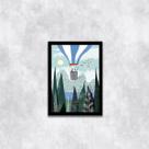 Quadro Figurativo Paisagem com Balão 33x24cm - com vidro