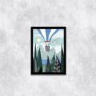 Quadro Figurativo Paisagem com Balão 45x34cm - com vidro