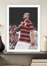 Quadro Flamengo Nostálgico com Vidro e Moldura Branca Tam:A4