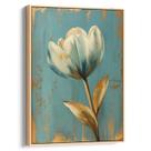 Quadro Flor - Tulipa Azul em Tons Dourados Sedutores