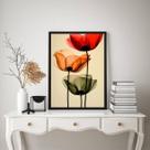 Quadro Flores Tulipas Elegantes Coloridas Transparência 33x24cm - com vidro