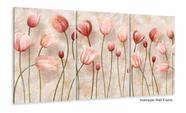 Quadro Flores Tulipas Para Sala Efeito Mármore 120x60 Tecido Lindo m01