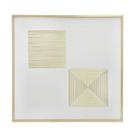 Quadro formas decor em tela e mdf branco e dourado mod3